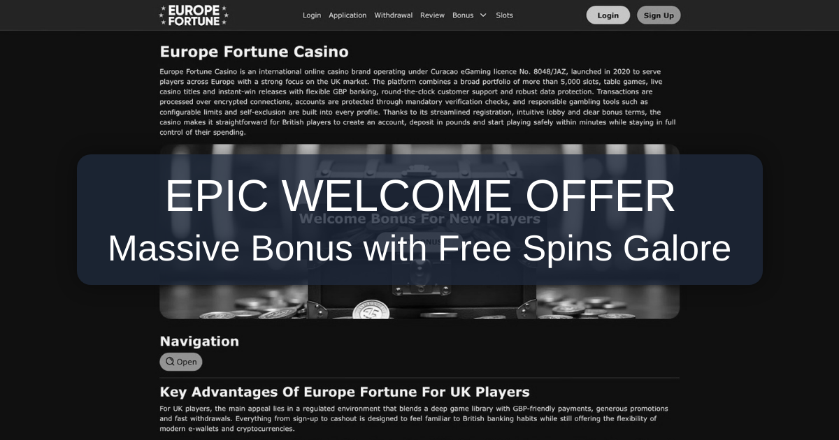 Europe Fortune Casino welcome bonus