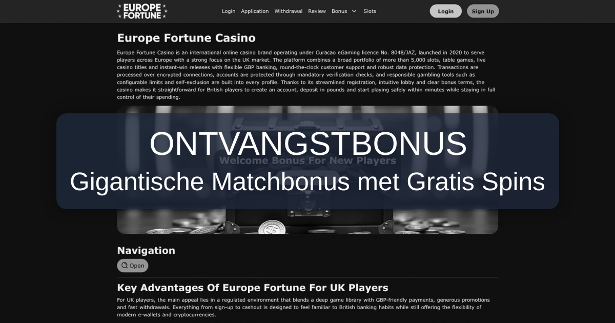 Europe Fortune Casino welcome bonus